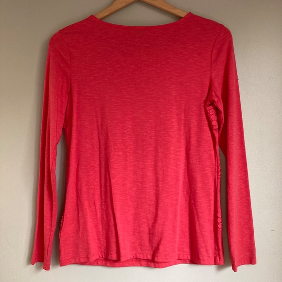 Talbots Long Sleeve T-shirt Textured Front, Coral Color Women's Size XS - Picture 2 of 5